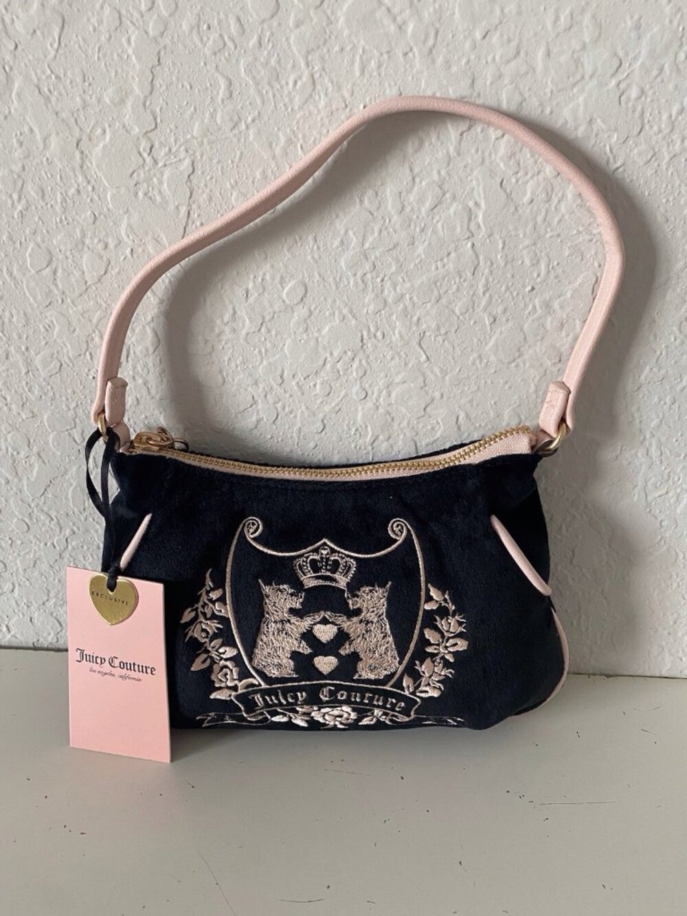 Juicy Couture New Love Chapter Mini Shoulder Bag Scottie Dogs Liquorice Pink NEW